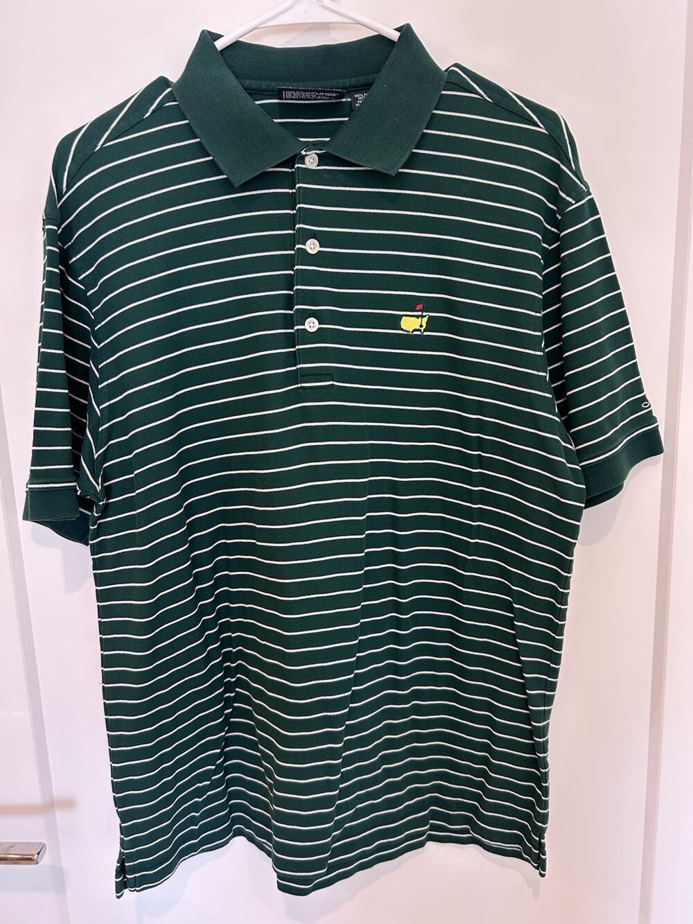 Masters Collection Green Polo With White Stripes Size Medium